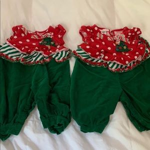2 Christmas outfits EUC twins or matching